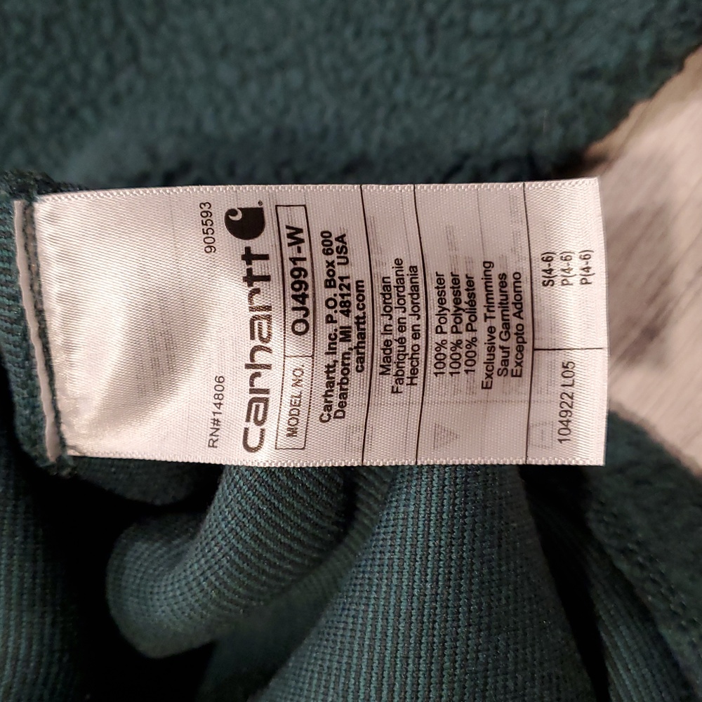 Carhartt Model # OJ4991-W Women's Small Green Sherpa Pullover. - Picture 10 of 16